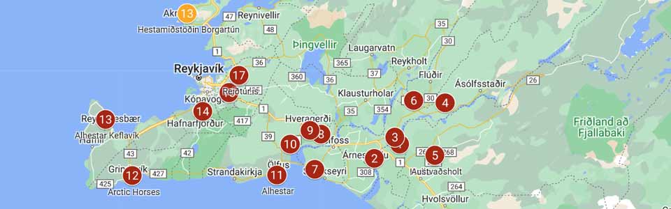 Subjektive Übersicht der Reiterhöfe in Island